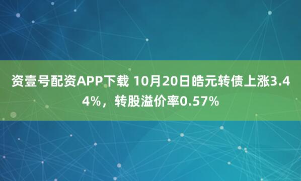 资壹号配资APP下载 10月20日皓元转债上涨3.44%，转股溢价率0.57%