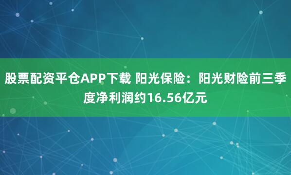 股票配资平仓APP下载 阳光保险：阳光财险前三季度净利润约16.56亿元