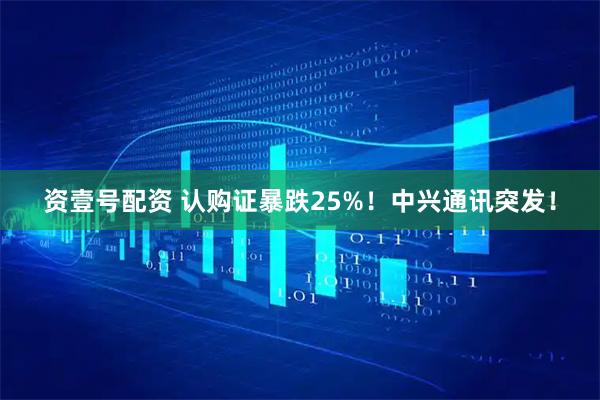 资壹号配资 认购证暴跌25%！中兴通讯突发！